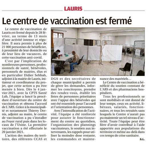 Centre vaccination Lauris